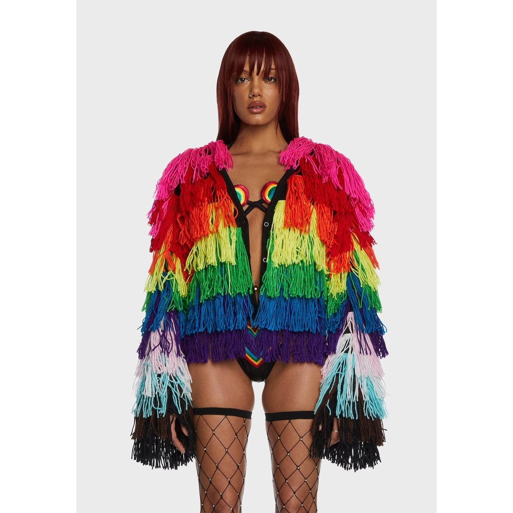 CLUB EXX BOLD N' BEAUTIFUL FRINGE CARDIGAN size S